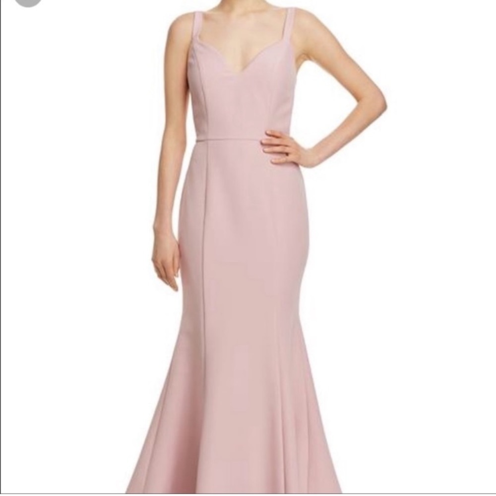Dusty rose mermaid gown with sweetheart neckline and dramatic train